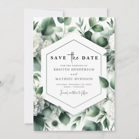 Bewerkbare Bloemen Eucalyptus Digitale Huwelijk Save The Date (Voorkant)