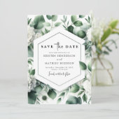 Bewerkbare Bloemen Eucalyptus Digitale Huwelijk Save The Date (Staand voorkant)
