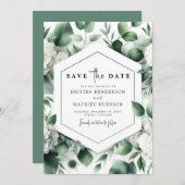 Bewerkbare Bloemen Eucalyptus Digitale Huwelijk Save The Date (Voorkant / Achterkant)