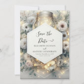 Bewerkbare bloemen Mason Jar bruiloft Save The Date (Voorkant)