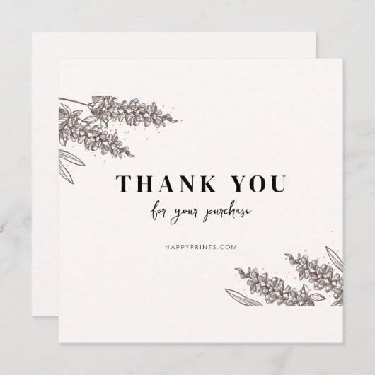 Bewerkbare bloemenBedankt voor uw bestelling Bedankkaart (Voorkant / Achterkant)