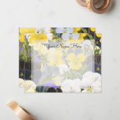 Bewerkbare Bloemenviooltjes en Pansy Patroon Notitiekaartje (Voorkant / Achterkant in situ)