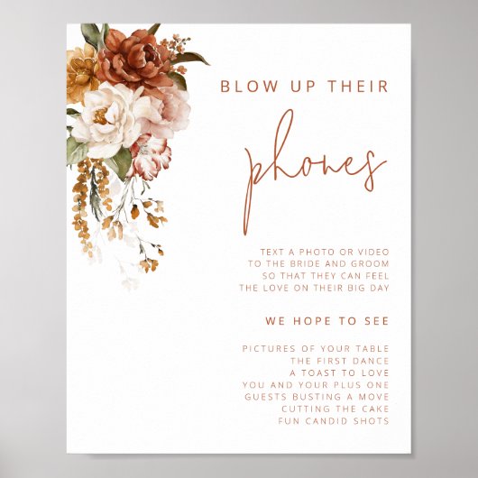 Bewerkbare bloemenzonsondergang bruiloft blazen hu poster (Voorkant)