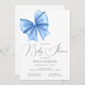 Bewerkbare Blue Bow Coquette uitnodiging (Voorkant / Achterkant)