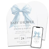 Bewerkbare Blue Bow Girl Coquette Baby shower Kaart