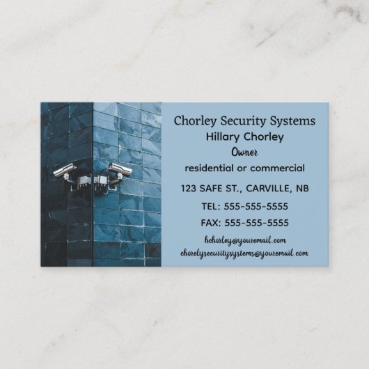Bewerkbare Blue Brick-beveiligingssystemen Visitekaartje (Voorkant)