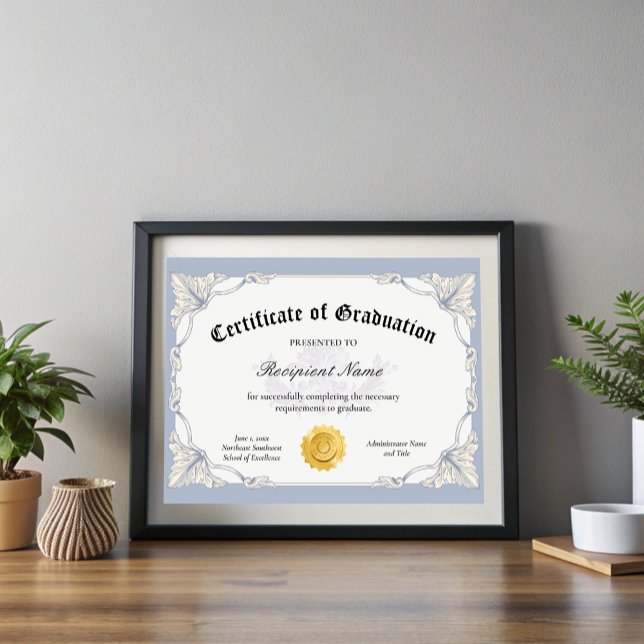 Bewerkbare Blue Certificate of Afstuderen Award (Editable Blue Certificate of Graduation Award)