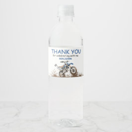Bewerkbare Blue Dirt Bike Waterfles Etiket