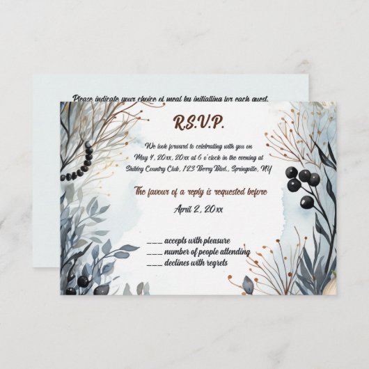 Bewerkbare Blue Flower Garden RSVP (Voorkant / Achterkant)