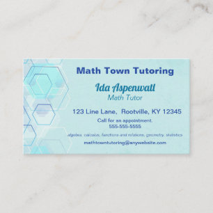 Bewerkbare Blue Geometric Wiskunde Tutor Visitekaartje