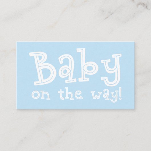Bewerkbare Blue Gift Registry Kaart, Baby onderweg Informatiekaartje (Voorkant)