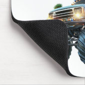 Bewerkbare Blue Monster Truck Christmas Mousepad Muismat (Hoek)