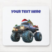 Bewerkbare Blue Monster Truck Christmas Mousepad Muismat (Voorkant)