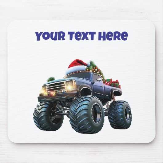 Bewerkbare Blue Monster Truck Christmas Mousepad Muismat (Voorkant)