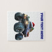 Bewerkbare Blue Monster Truck Kerstpuzzel Legpuzzel (Horizontaal)