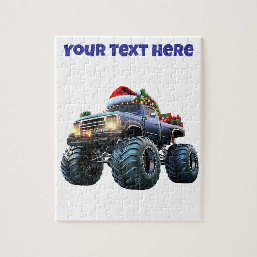 Bewerkbare Blue Monster Truck Kerstpuzzel Legpuzzel (Verticaal)