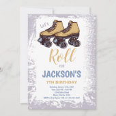 Bewerkbare Blue Schaats Party Uitnodigen Kaart (Voorkant)