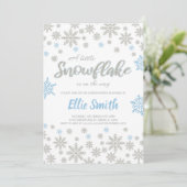 Bewerkbare Blue Silver Glitter Winter Baby Showe Kaart (Staand voorkant)