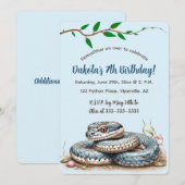 Bewerkbare Blue Snake Birthday Kaart (Voorkant / Achterkant)