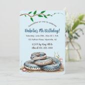 Bewerkbare Blue Snake Birthday Kaart (Staand voorkant)