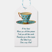 Bewerkbare Blue Tea Cup met Rozen theezakje Cadeaulabel (Voorkant)