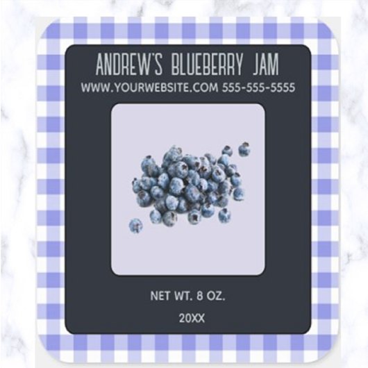 Bewerkbare Blueberry Jam Vierkante Sticker