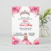 Bewerkbare Blush Pink Quinceañera Uitnodigingstemp Kaart (Staand voorkant)