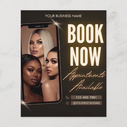 Bewerkbare Boek nu Afspraken beschikbaar Salon Flyer (Voorkant)