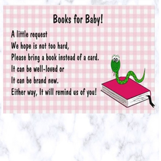 Bewerkbare Boek Worm Babys Bibliotheek Informatiekaartje