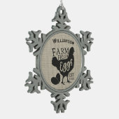 Bewerkbare Boerderij Stijl Familie Boerderij Eiere Tin Sneeuwvlok Ornament (Links)
