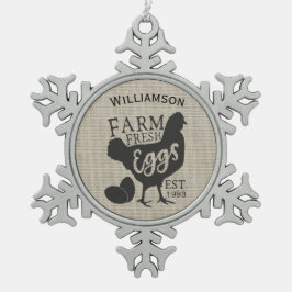 Bewerkbare Boerderij Stijl Familie Boerderij Eiere Tin Sneeuwvlok Ornament