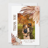 Bewerkbare Boheemse trouwfoto dank u kaart (Achterkant)