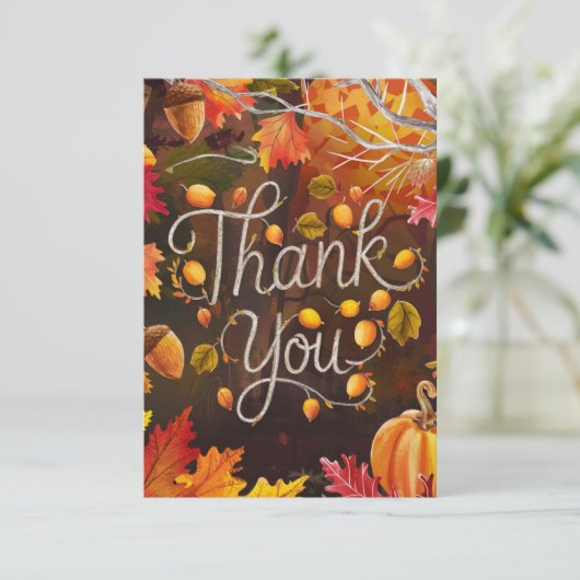 Bewerkbare Boho Autumn Herfst Bedankkaart (Staand voorkant)