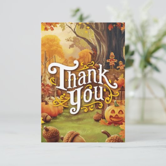 Bewerkbare Boho Autumn Herfst Bedankkaart (Staand voorkant)