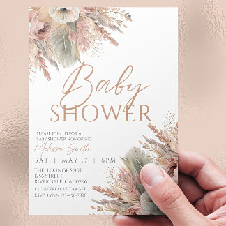 Bewerkbare Boho Baby shower Invitation Genderneutr Kaart