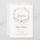 Bewerkbare Boho Bloemen Meisje Doop Uitnodiging (Voorkant)