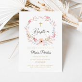 Bewerkbare Boho Bloemen Meisje Doop Uitnodiging