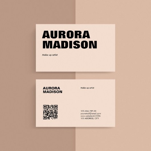 Bewerkbare Boho Business Card Template QR-code Visitekaartje