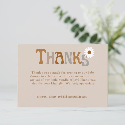 Bewerkbare Boho dank u baby shower Kaart Sjabloon (Staand voorkant)