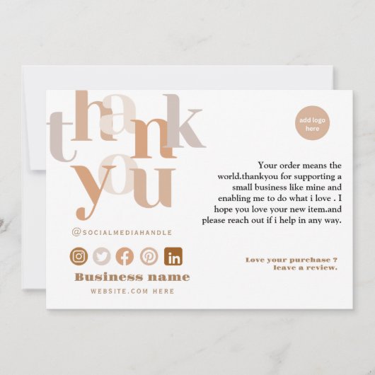 Bewerkbare Boho dank u visitekaartje template Bedankkaart (Voorkant)