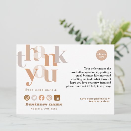 Bewerkbare Boho dank u visitekaartje template Bedankkaart (Staand voorkant)