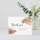 Bewerkbare Boho en Pampas Dank je kaart. Briefkaart (Staand voorkant)