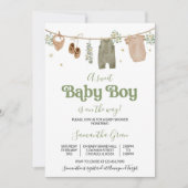 Bewerkbare Boho Het is een Boy Baby Kleding Baby s Kaart (Voorkant)