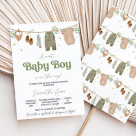 Bewerkbare Boho Het is een Boy Baby Kleding Baby s Kaart