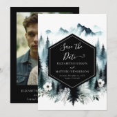 Bewerkbare Boho Mountain Wedding Save The Date (Voorkant / Achterkant)