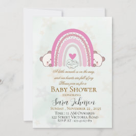 Bewerkbare Boho Regenboog Baby Shower Uitnodiging