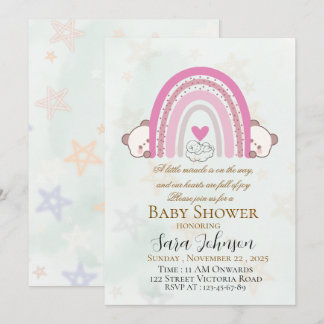 Bewerkbare Boho Regenboog Baby Shower Uitnodiging