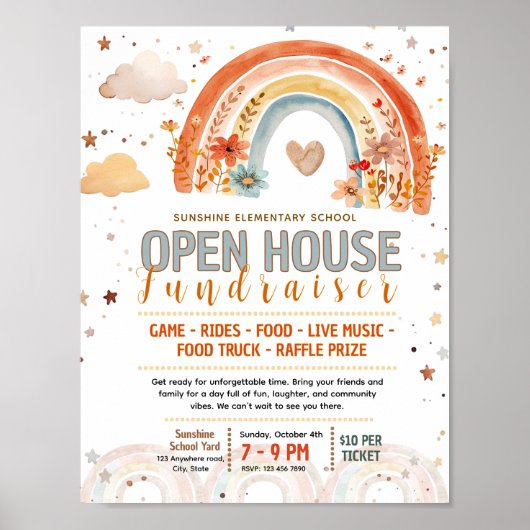 Bewerkbare boho regenboog fondsenwervingsflyer poster (Voorkant)