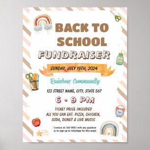 Bewerkbare Boho regenboog school sjabloon Poster