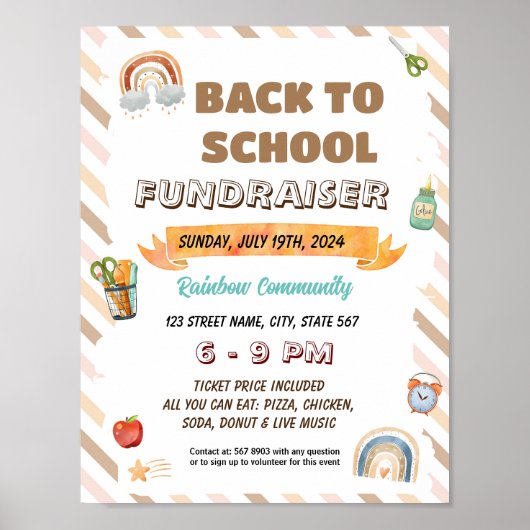 Bewerkbare Boho regenboog school sjabloon Poster (Voorkant)